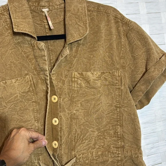 Free People Rhodes Chino Button Down Coverall with Front/Back Pockets Size XS - Picture 8 of 12